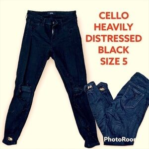Cello Distressed Black Skinny Jeans Size 5